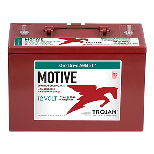 Trojan Motive OVERDRIVE-AGM-31 102Ah 12VDC Group 31 Deep Cycle AGM Battery