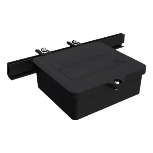 Quick Mount PV QM-JBX-RL02-B1 Black JayBox Junction Box w/ DIN Rail & Rail Hanger Brackets