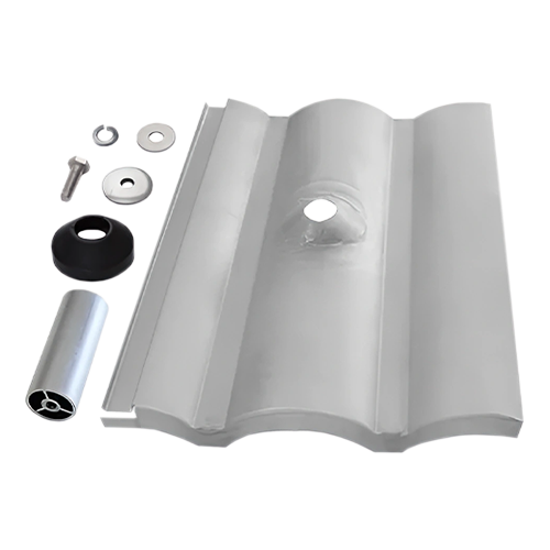 Quick Mount PV QMTR-W4-A-1 Tile Replacement Flashing For W-Shape Tile w/ 4-inch Post & Mill Finish (1 Unit)