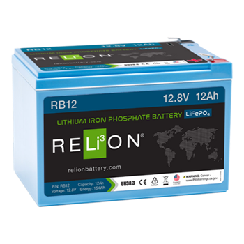 RELiON RB12 12Ah 12VDC Standard Lithium Iron Phosphate (LiFePO4) Battery