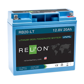 RELiON LT-Series RB20-LT 20Ah 12VDC Low Temperature Lithium Iron Phosphate (LiFePO4) Battery
