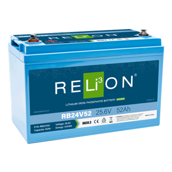 RELiON RB24V52 52Ah 24VDC Standard Lithium Iron Phosphate (LiFePO4) Battery