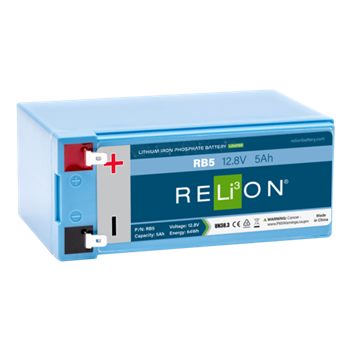RELiON RB5 5Ah 12VDC Standard Lithium Iron Phosphate (LiFePO4) Battery