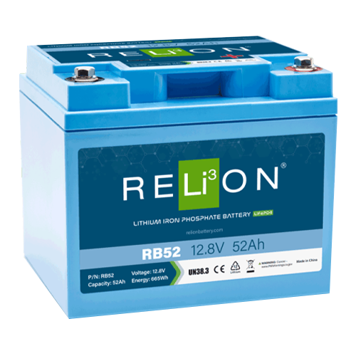 RELiON RB52 52Ah 12VDC Standard Lithium Iron Phosphate (LiFePO4) Battery