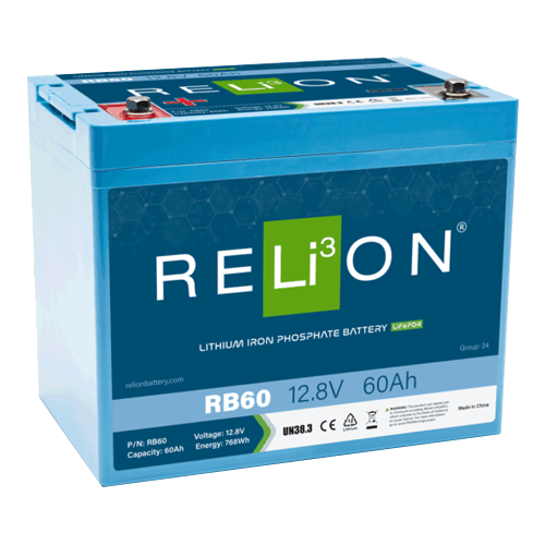 RELiON RB60 60Ah 12VDC Standard Lithium Iron Phosphate (LiFePO4) Battery