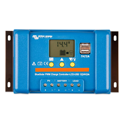 Victron Energy BlueSolar PWM Series SCC010005050 5A 12/24VDC Pulse Width Modulation (PWM) Charge Controller w/ LCD & USB