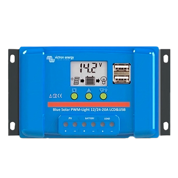 Victron Energy BlueSolar PWM Series SCC010020050 20A 12/24VDC Pulse Width Modulation (PWM) Charge Controller w/ LCD & USB