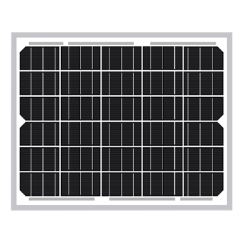 SLD Tech ST-10P-12R 10Watt 30 Cells 12VDC BoW Monocrystalline 30mm Silver Frame Solar Panel w/ 10ft 18/2 Cable w/ Inline Diode & 3/8-inch Ring Terminal Connectors