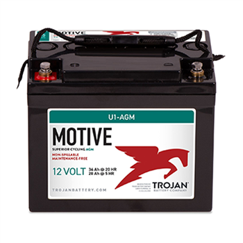 Trojan Motive U1-AGM 34Ah 12VDC Group U1 Deep-Cycle AGM Battery