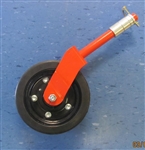 COMPLETE FINISHING / GROOMING MOWER WHEEL ASSEMBLY 8" MASCHIO CARONI AND MOREWHEEL FORK YOKE FOR CARONI MASCHIO SITREX LMC CURTIS MOST ALL ITAILAN FINISHING MOWERS 1" STEM WITH 4 SPACERS 8" SOLID MOLDED TIRE WITH 1/2 AXLE BOLTS MOWER DECK GAUGE WHEEL FOR