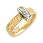Diamond Numeros™ Bridge Ring - 14K Yellow & White