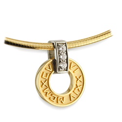 Diamond Numeros™ Wheel Pendant - 14K Yellow & White