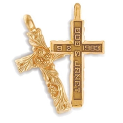 Sculpted Expres™ Cross - 14K Yellow or White