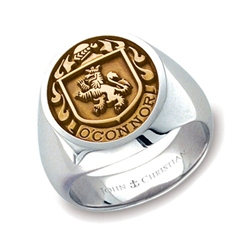 Man's Family Crest Ring - Two Tone 14K Gold