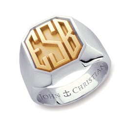 Lady's Kent Monogram Ring - 14K Yellow & White