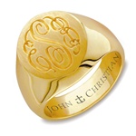 Lady's Mayfair Monogram Ring - 14K Yellow or White