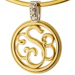 Monogram Medallion Two-Tone Diamond 14K Gold Necklace