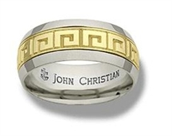 Wide Olympus Sculpted Band - 14K Yellow & Platinum