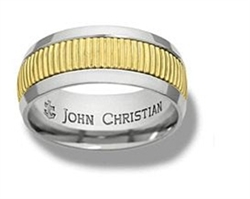 Wide Weston Sculpted Band - 14K Yellow & Platinum