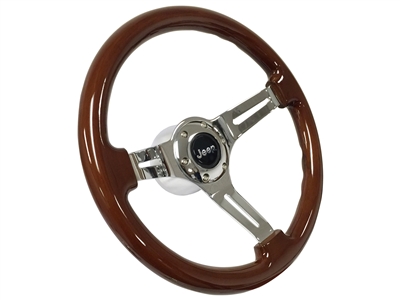 VSW S6 Sport Wood Steering Wheel Chrome Jeep Kit
