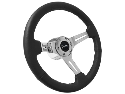 VSW S6 Sport Leather Steering Wheel Chrome Jeep Kit