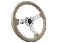 S6 Sport Tan Leather Chrome 6-Bolt Steering Wheel, ST3012TAN