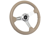 S6 Sport Tan Leather Brushed Aluminum Steering Wheel, ST3014TAN