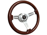 Ford Mustang S6 Wood Steering Wheel Brushed Kit, Running Pony