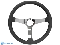 S6 Step Series Black Leather Chrome Steering Wheel, ST3040BLK