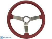 S6 Step Series Red Leather Stainless Steel Steering Wheel, ST3041RED