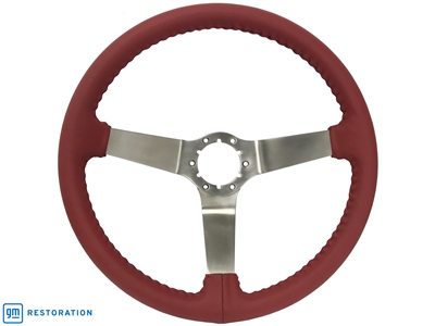 S6 Step Series Red Leather Stainless Steel Steering Wheel, ST3041RED