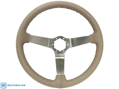 S6 Step Series Tan Leather Stainless Steel Steering Wheel, ST3041TAN
