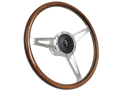 VSW S9 Classic Deluxe Wood Steering Wheel Ford Mustang Kit, Running Pony