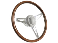 VSW S9 Classic Deluxe Wood Steering Wheel Kit, Polished Horn Button ST3053-STB16
