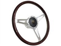 S9 Classic Deluxe Espresso Wood Steering Wheel Kit, Ford Bronco Emblem