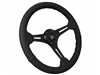 S6 Sport Leather Black Aluminum 6-Bolt Steering Wheel, ST3060BLK