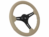 VSW S6 Sport Leather Black Aluminum Steering Wheel, ST3060TAN