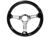 S6 Sport Black Ash Wood Chrome 6-Bolt Steering Wheel, ST3072