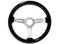 S6 Sport Black Ash Wood Brushed Aluminum Steering Wheel, ST3074