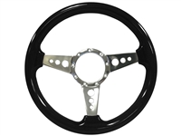 S9 Premium Black Ash Finished Wood, Tri-Spoke Center with Holes