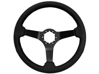 S6 Sport Leather Black Aluminum 6-Bolt Steering Wheel, ST3160BLK