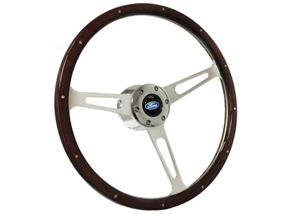 VSW S6 Classic Espresso Stained Wood Steering Wheel Ford Kit with Rivets