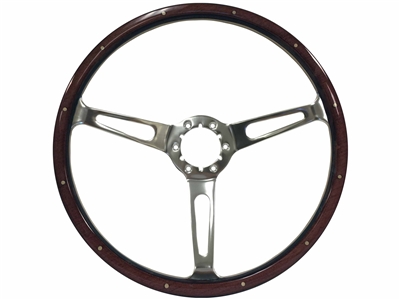 S6 Classic Deluxe Espresso Stained Wood Steering Wheel with Rivets
