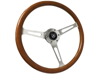S6 Classic Wood Chrome Center Steering Wheel