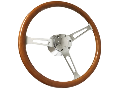 S6 Classic Wood Steering Wheel Chrome Kit
