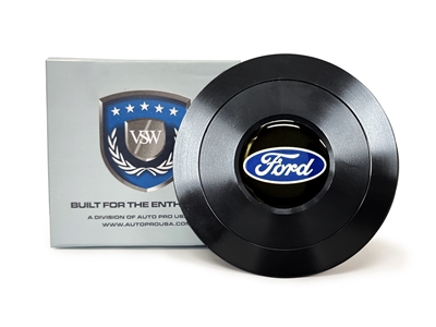 S9 Premium Black Billet Horn Button with Ford Blue Oval Emblem