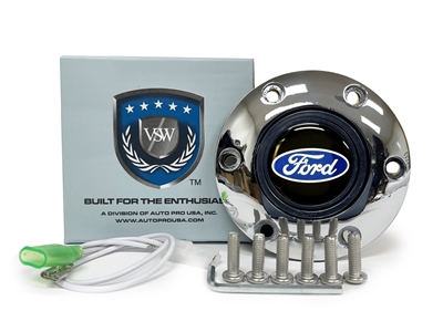 VSW S6 Chrome Horn Button with Ford Blue Oval Emblem
