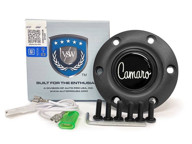 VSW S6 Black Horn Button with Camaro Script Emblem