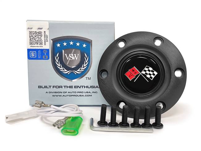 VSW S6 Black Horn Button with Cross Flags Emblem