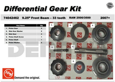Differential Gear Kit - Spider gear set for Dodge with AAM 9.25 inch FRONT AXLE, 47042462
